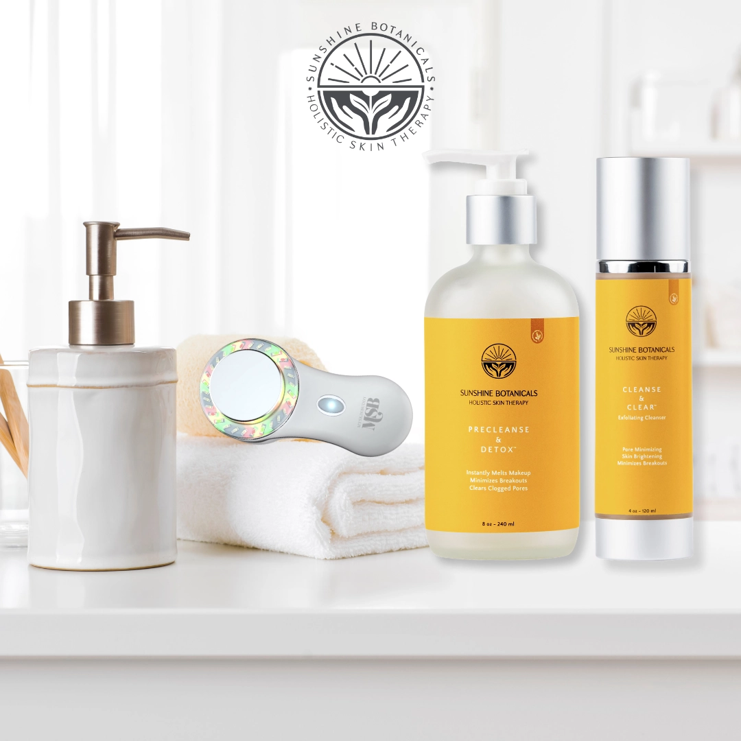 Double Cleanse is a must have Sunshine Botanicals - Double Cleanse is the #1 "must-have" for spring cleaning your skin. This powerful approach of detoxifying and decongesting the skin and clogged pores immediately refines skin texture and purifies the skin. Whether your skin is dry, sensitive, combination, or acne-prone, double cleansing is the missing link in corrective skincare and is the very foundation of all results-focused protocols.