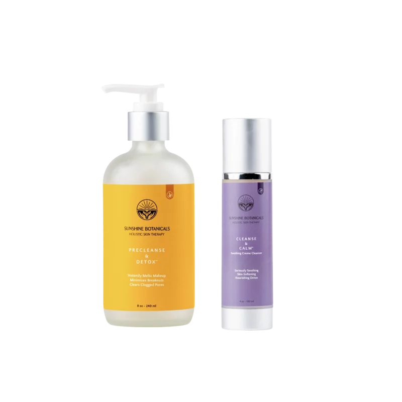 Sunshine Botanical's PreCleanse & Detox and Cleanse & Calm facial cleanser - botanical skincare with natural ingredients
